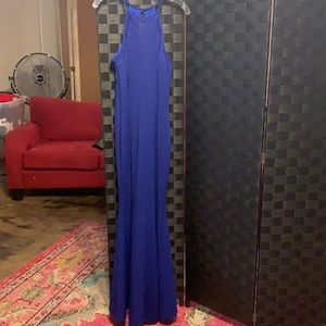 Blue floor length evening gown